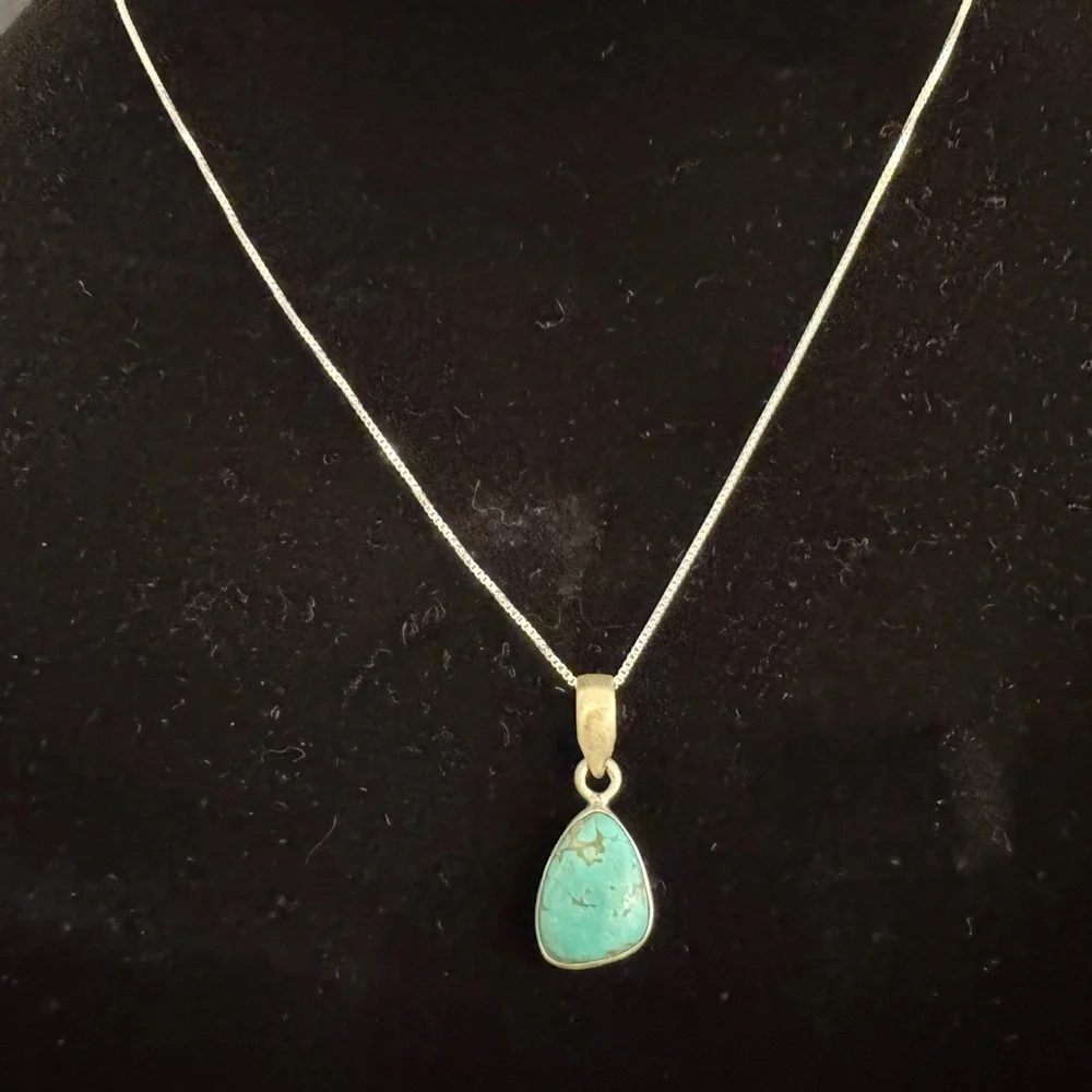 Genuine‎ native American made turquoise and sterling silver pendant